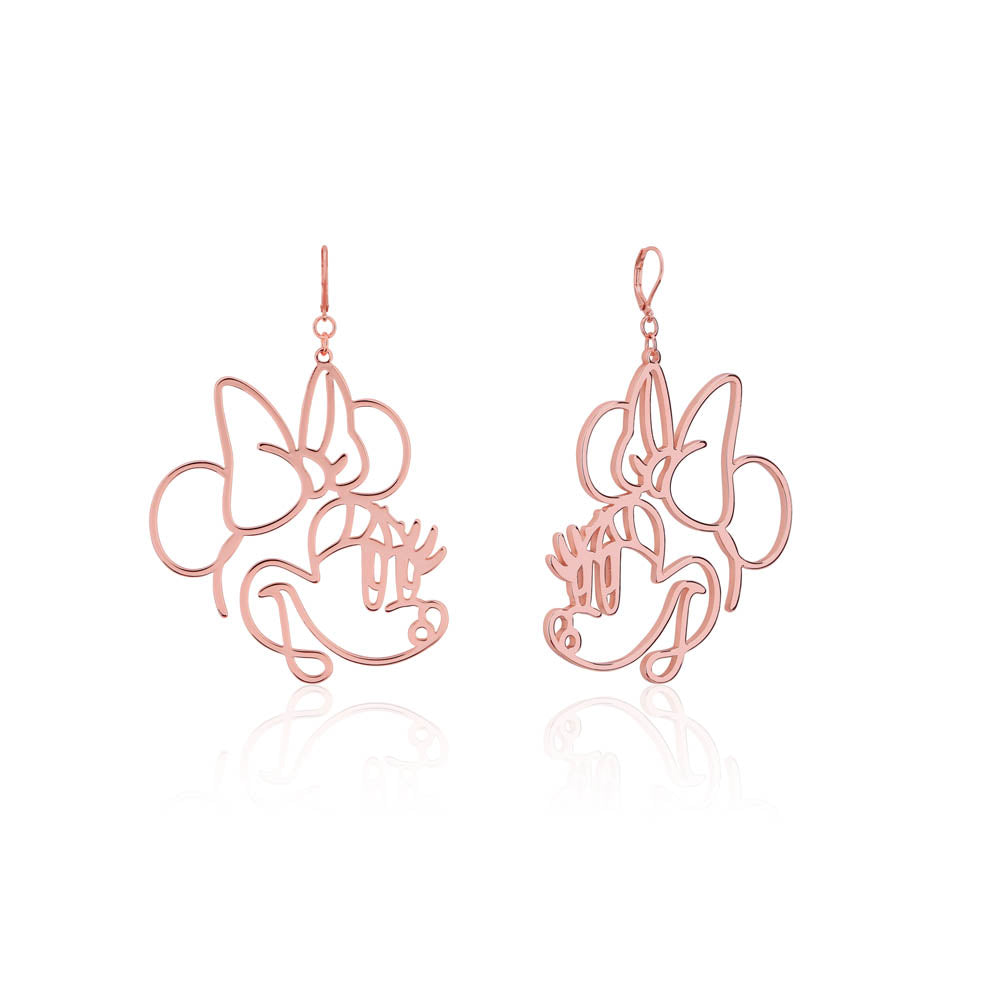 50mm Disney Rose Gold Plated Stainless Steel Minnie Mouse Drop Earrings