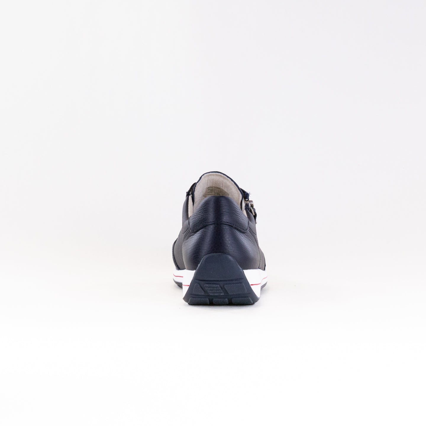 Women's Navy Leather Ara Ollie Side Zip and Lace-up Sports Sneakers