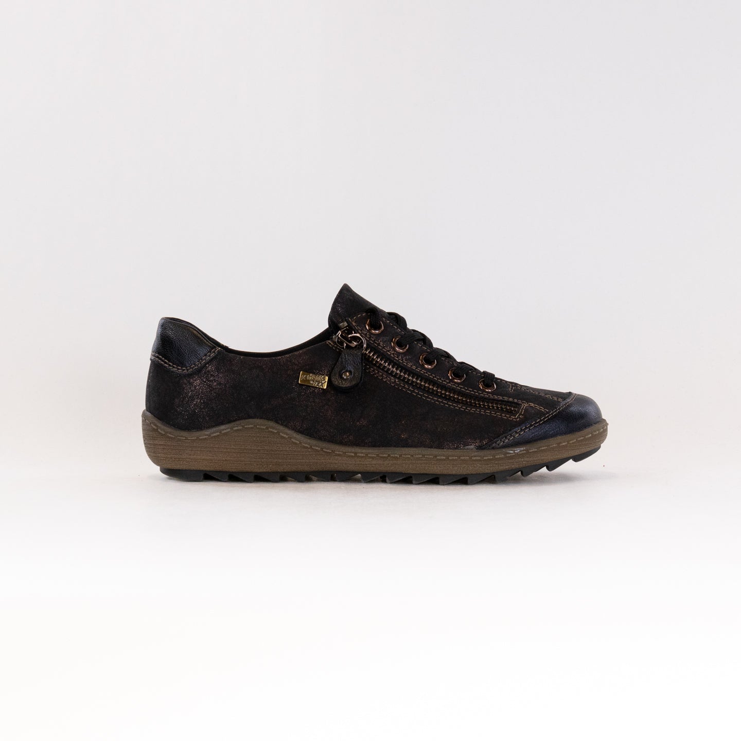 Black Women's Remonte Liv 02 Water-Resistant Leather Fashion Sneakers