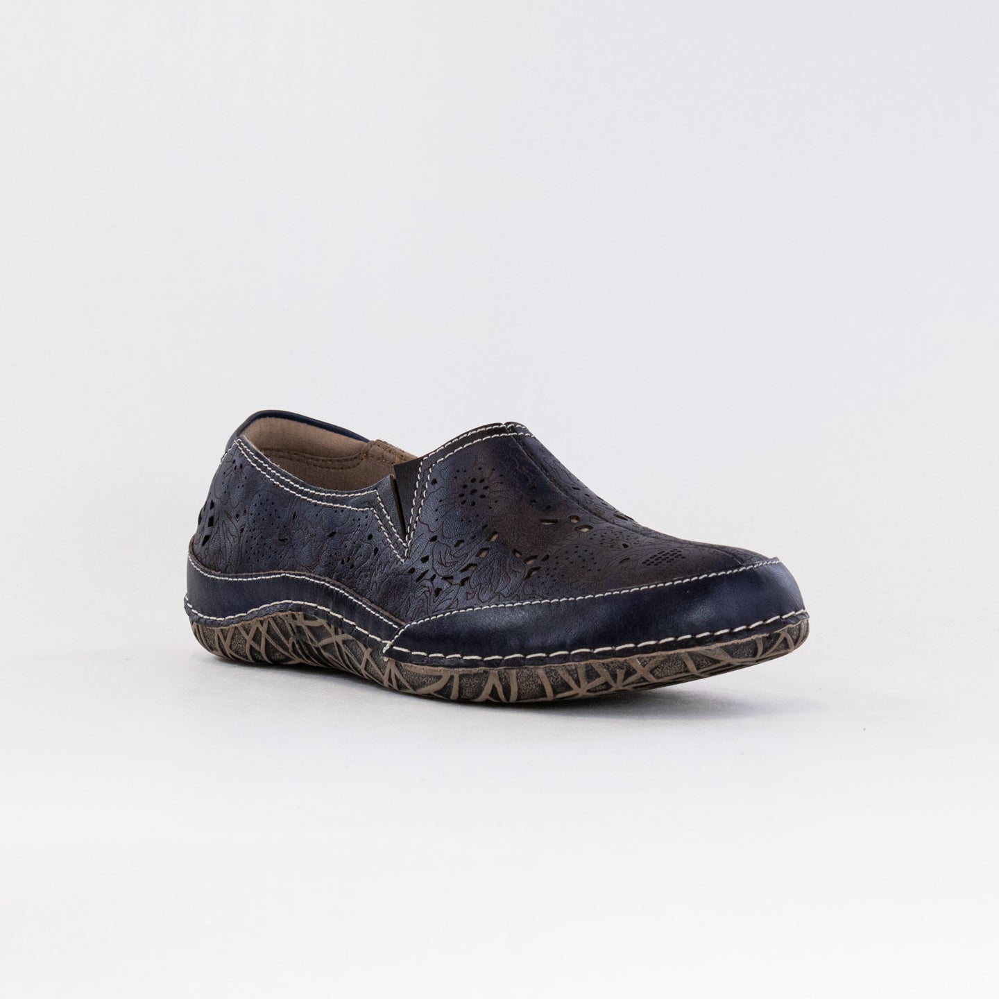 Spring Step L'Artiste Women's Libora Navy Leather Loafers - Fashionable Hand - Painted Footwear
