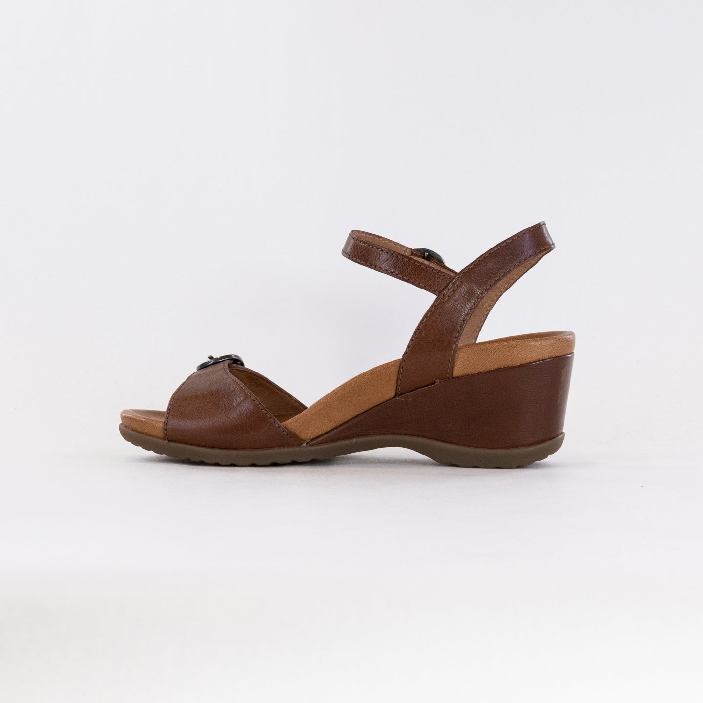 Dansko Women's Arielle Wedge Sandals in Tan Glazed Kid Leather