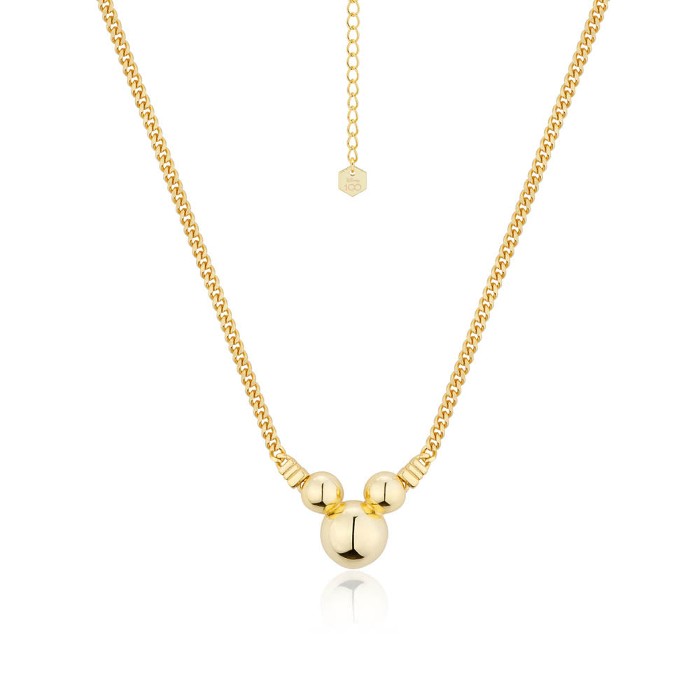 Exquisite 14k Yellow Gold Plated Disney Mickey Mouse Necklace with Extension