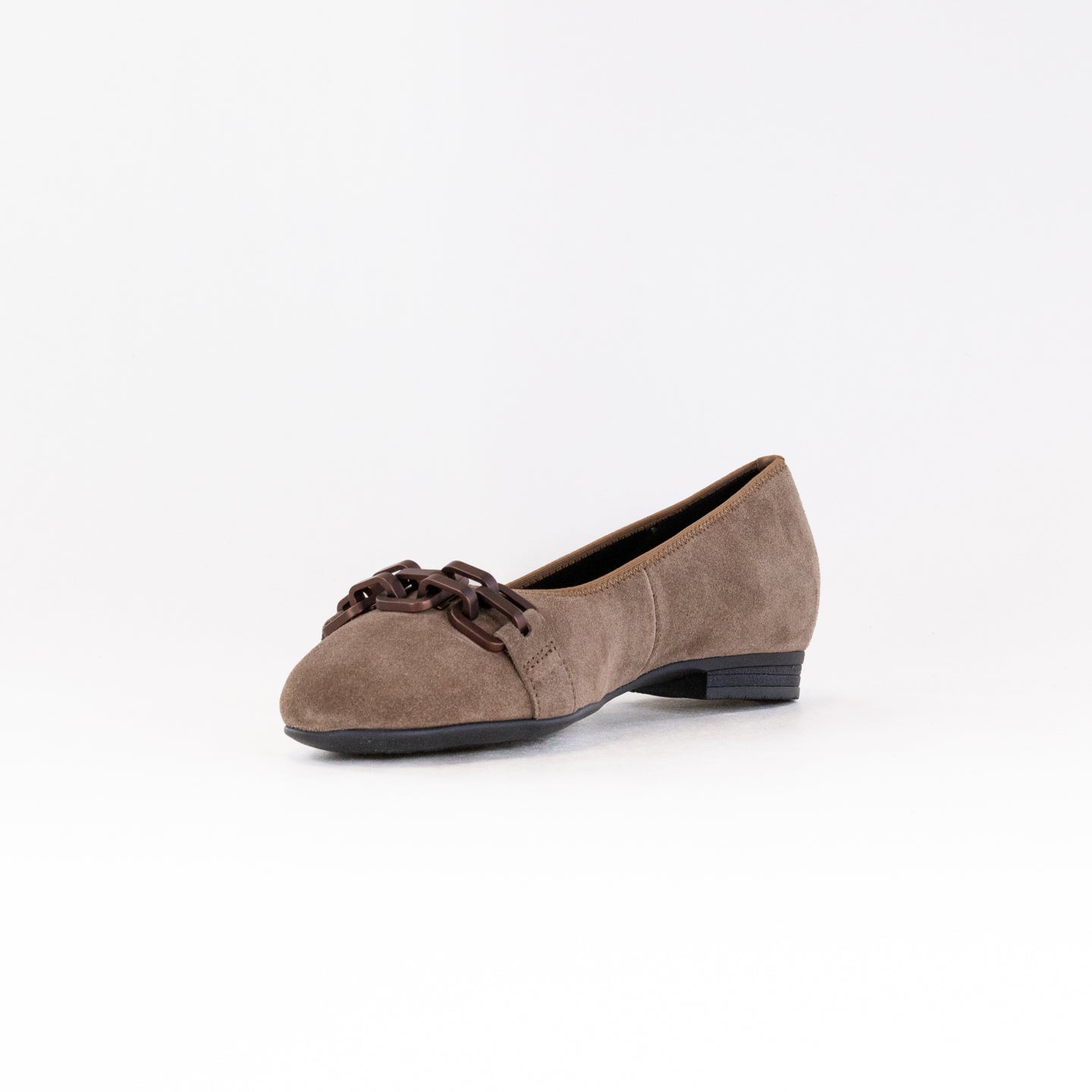 Women's Sesame Suede Ara Scout Ballet Flats with Chain Details