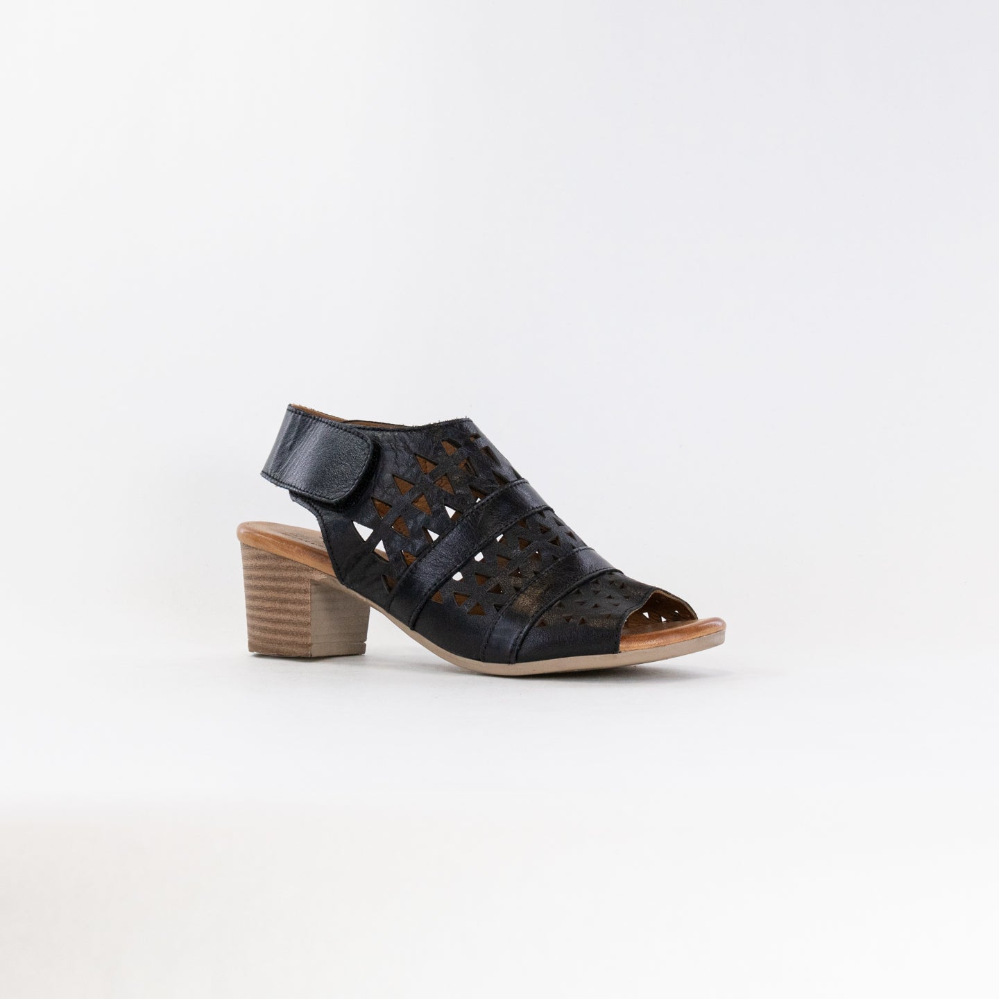 Spring Step Women's Dorotha Black Leather Sandals with Adjustable Straps