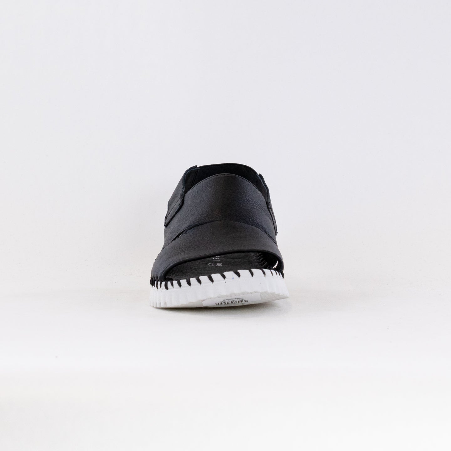 Women's Black Leather Eric Michael Sola Minimalist Sandals