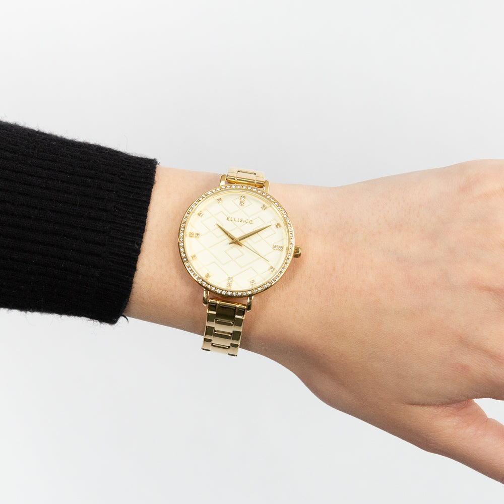 Ellis & Co Women's 36mm Gold-plated Stainless Steel Crystal Watch