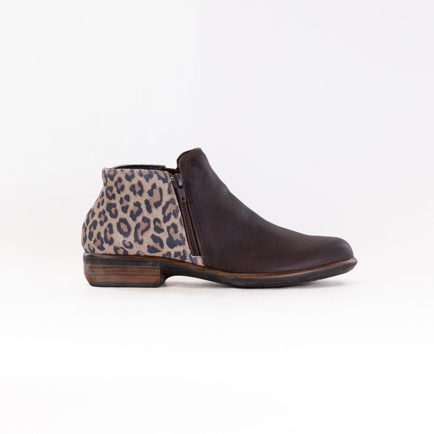 Naot Women's Helm Bootie - Cheetah Sue and Soft Brown Colorway