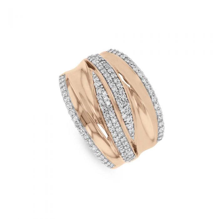 Striking 9ct Rose Gold 0.65ct Diamond Pave Wrap Ring - A Stunning Jewelry Piece
