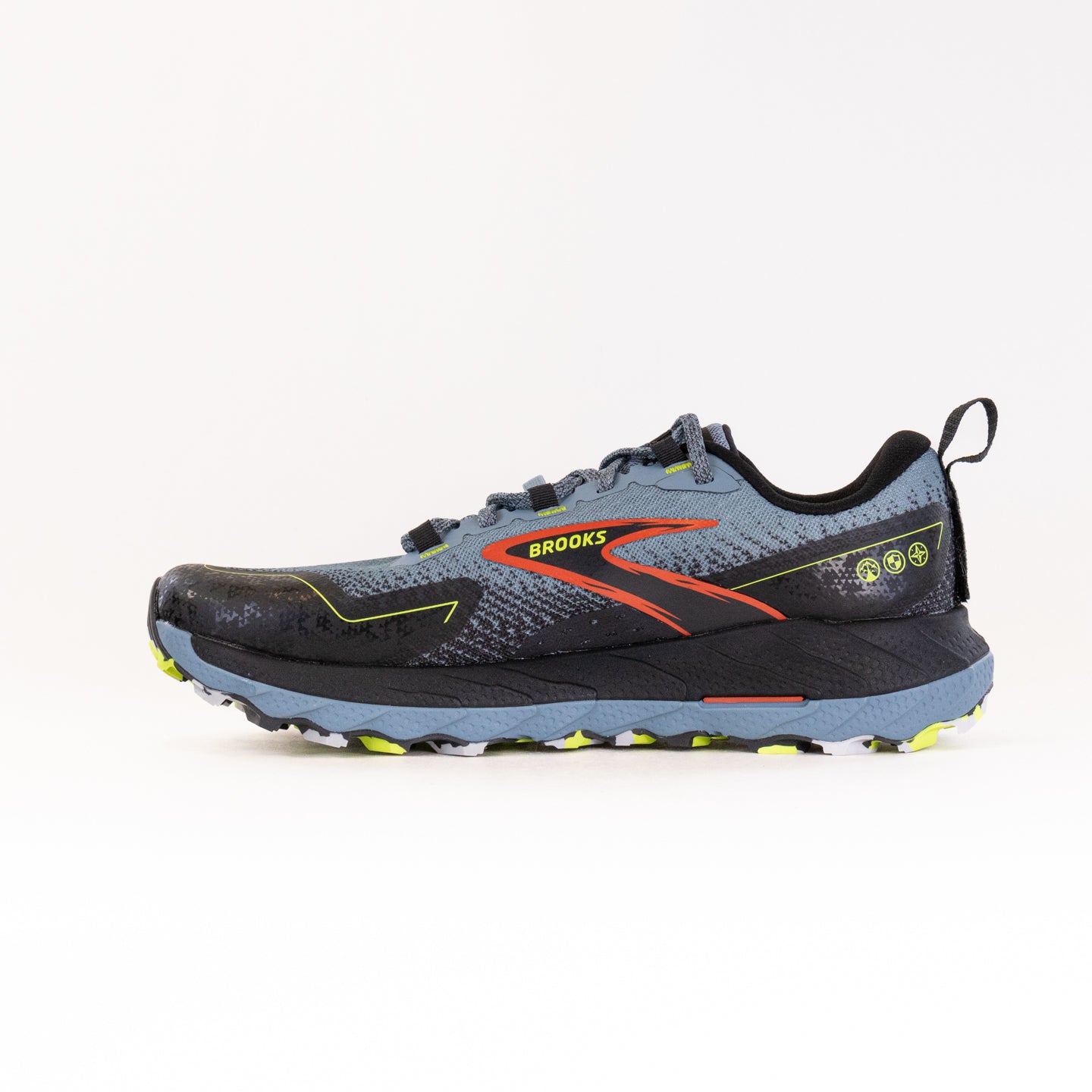 Men's Brooks Cascadia 18 Running Shoes in Citadel, Ebony & Lime