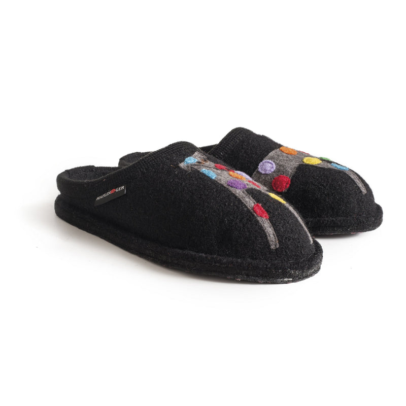 Black Women's Haflinger Whimsical Jack Slippers