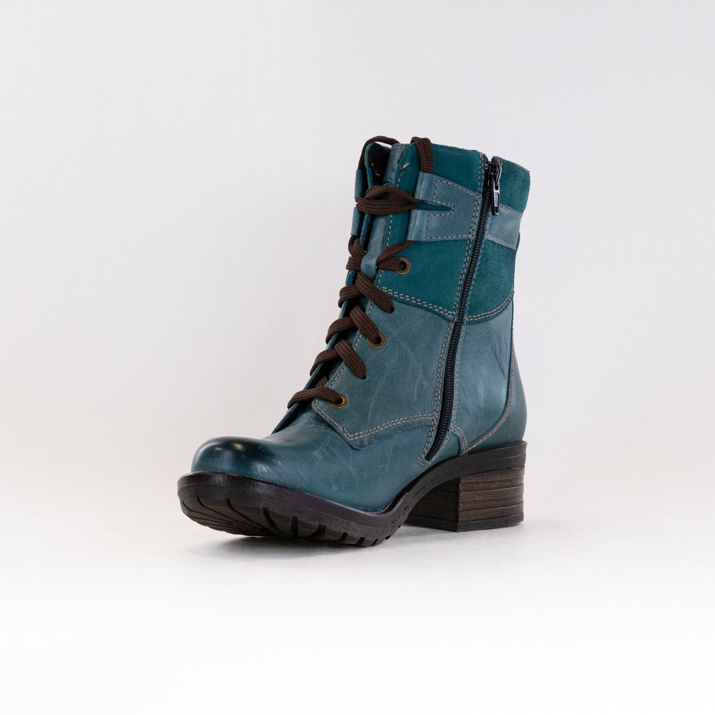 Women's Teal Dromedaris Kara Soft Suede Short Lace - Up Boots