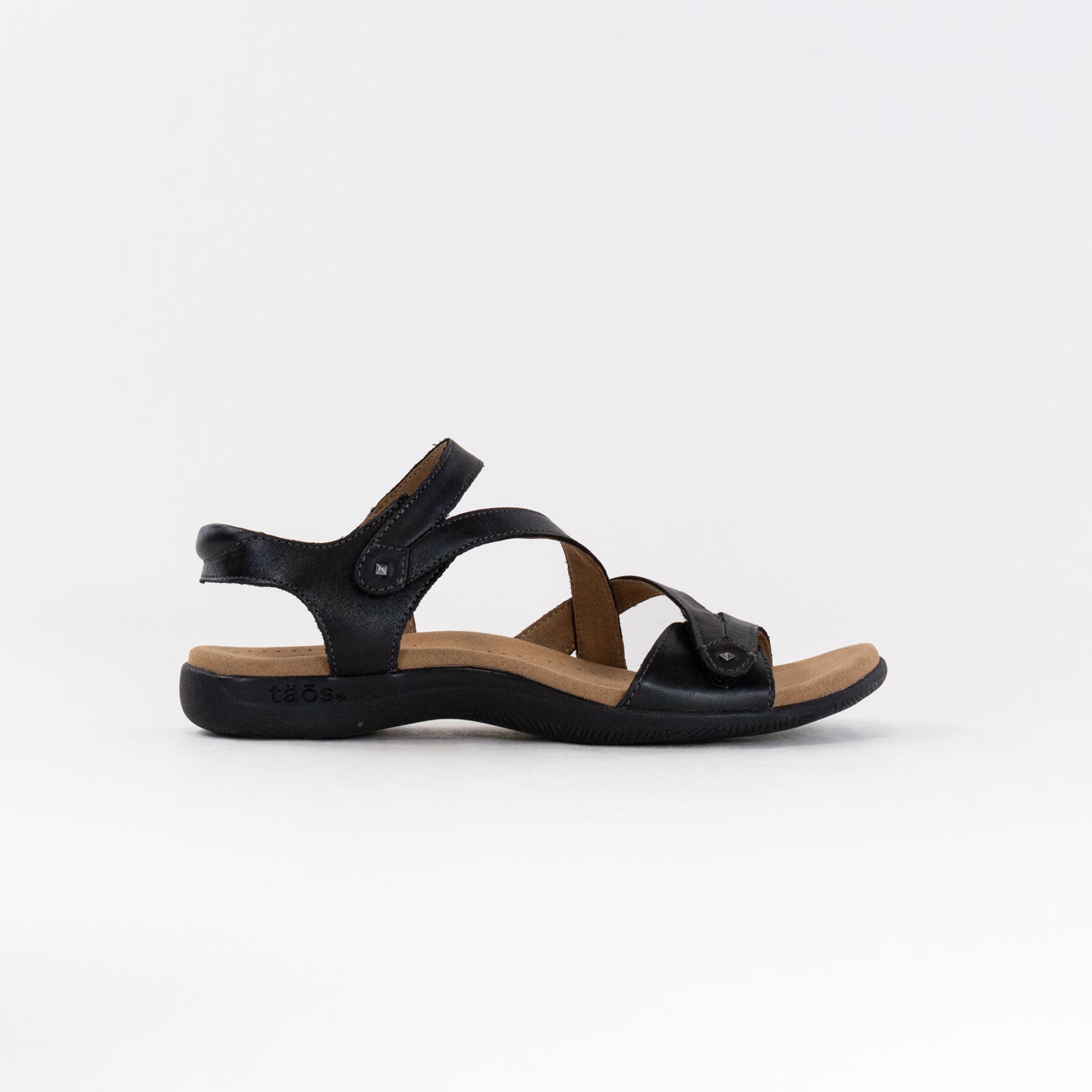 Women's Taos Big Time Black Leather Slip-on Sandals with Back Strap