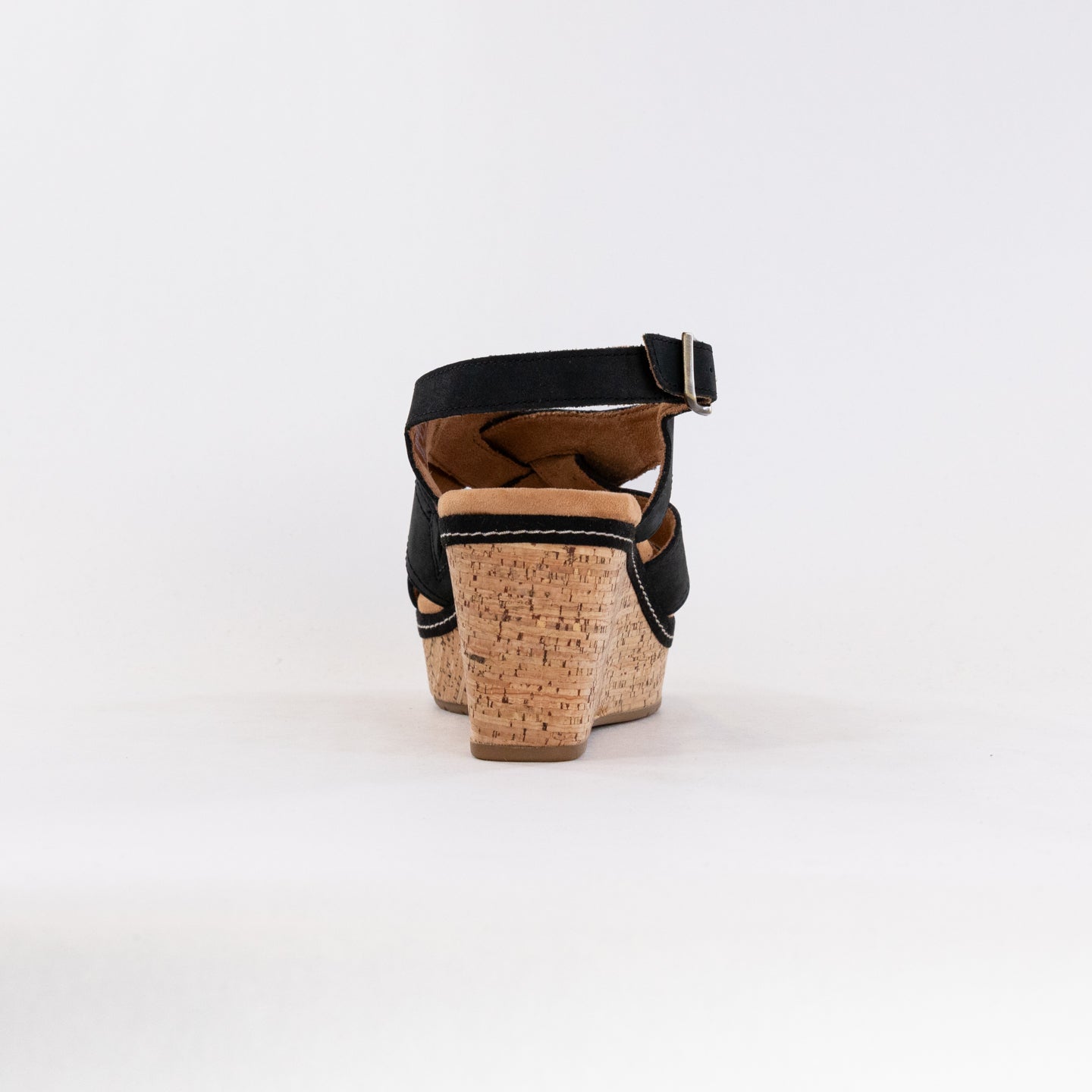 Women's Stylish Clarks Elleri Rae Wedge Sandals in Black Nubuck