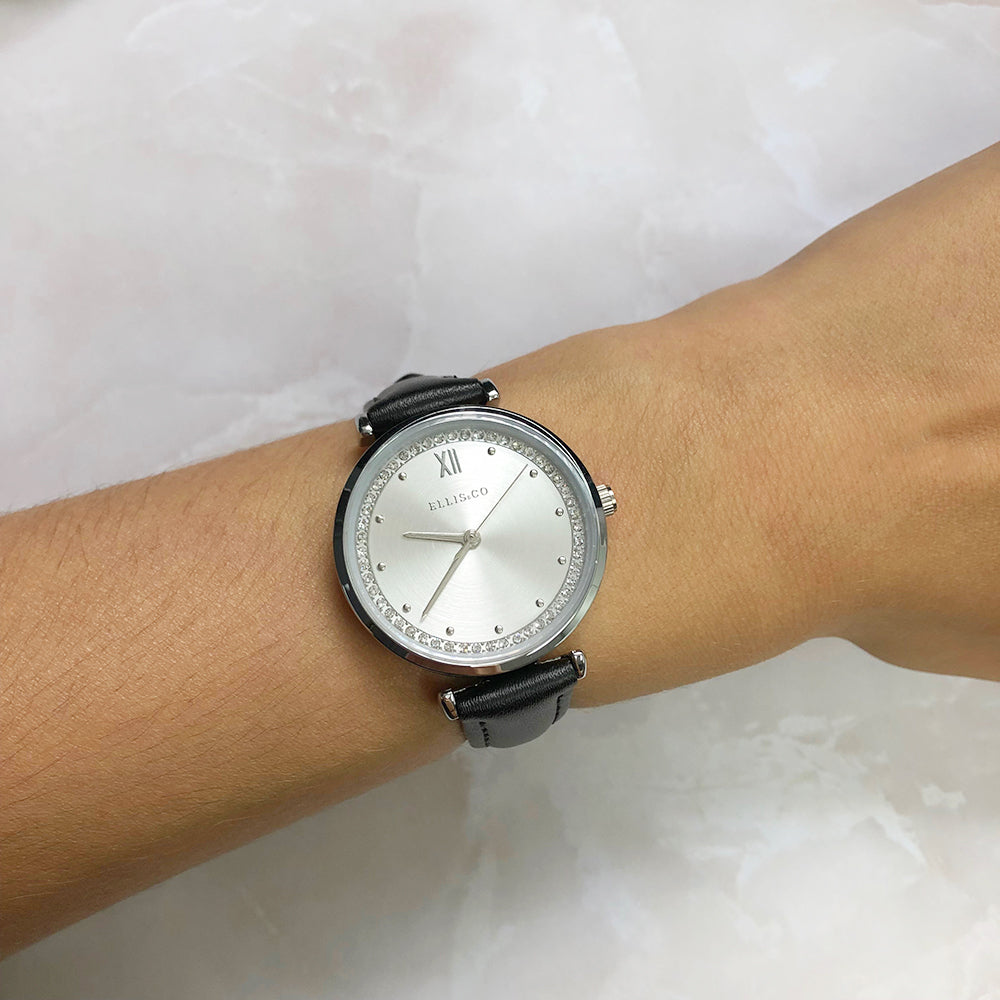 Ellis & Co Stella Quartz Fashion Watch with Black Band