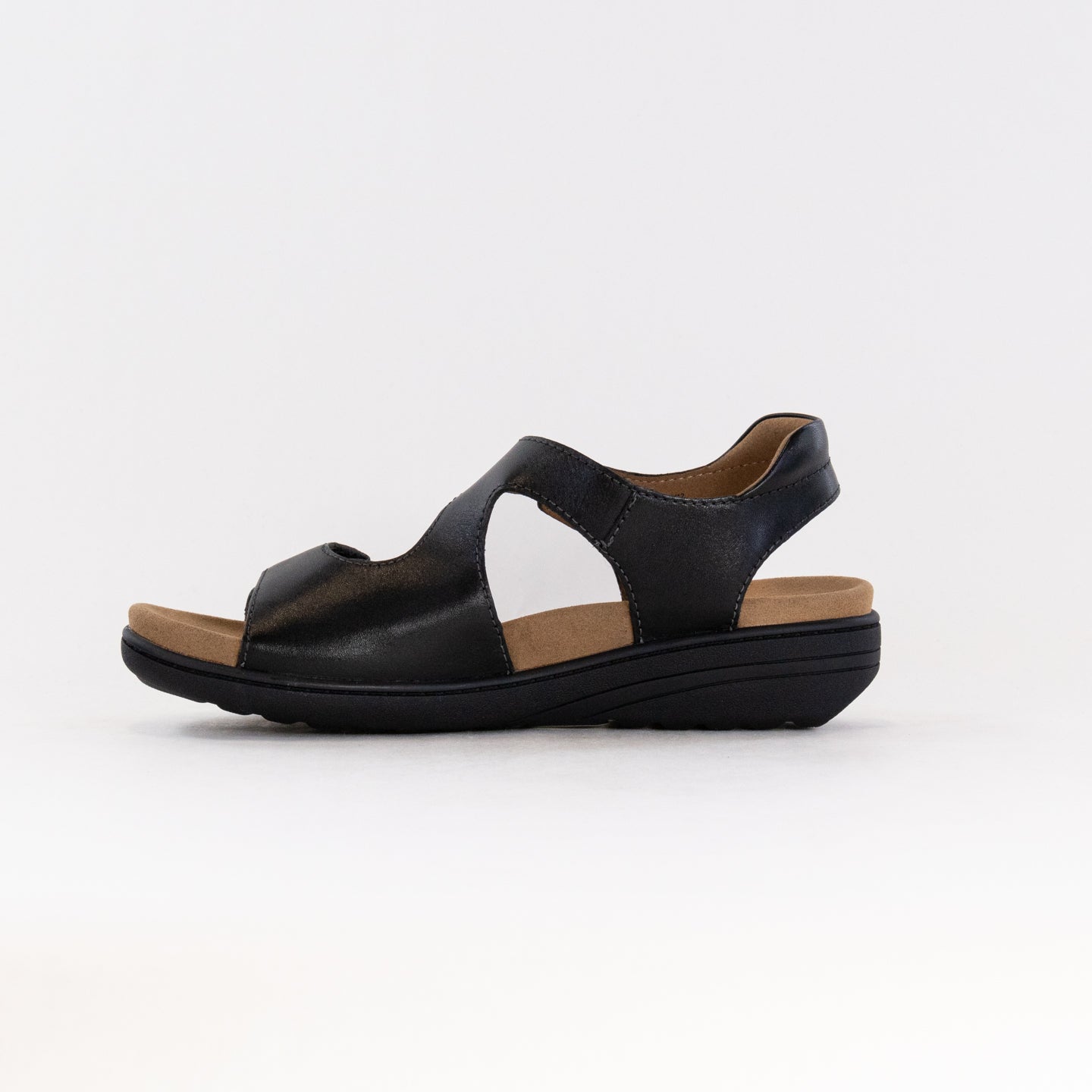 Taos Women's Serene Black Leather Comfortable Low Wedge Shoes