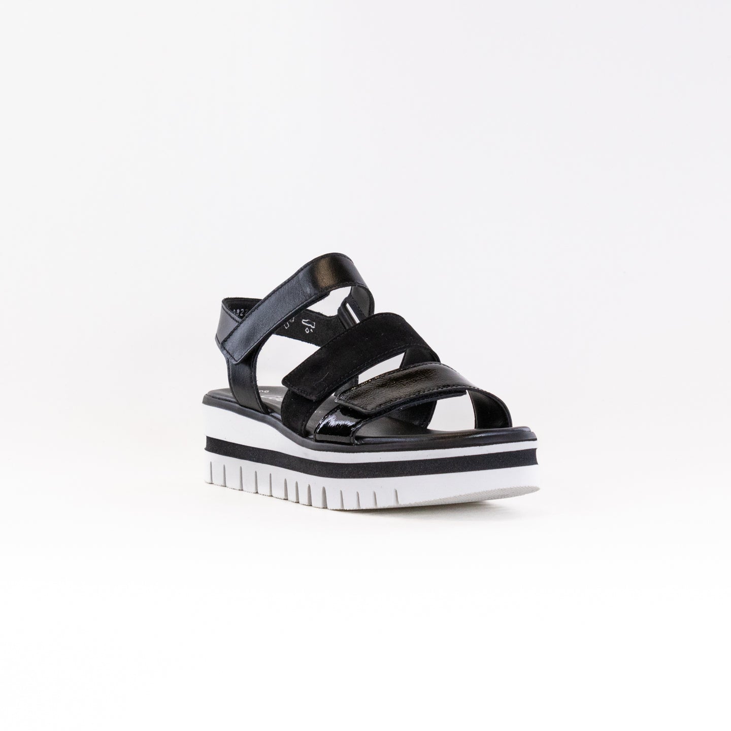 Gabor Women's Black Combination Leather Wedge Sandal Model 24.660.27 for Stylish and Comfortable Wear