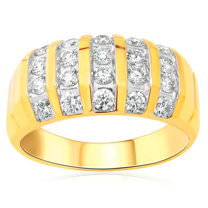 Exquisite 9 Carat Yellow Gold Diamond Ring Set Adorned with 20 Stunningly Brilliant Diamonds