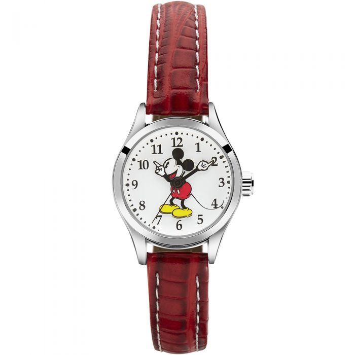 Cute Disney Petitte Mickey Croco Red Leather Watch, 25mm