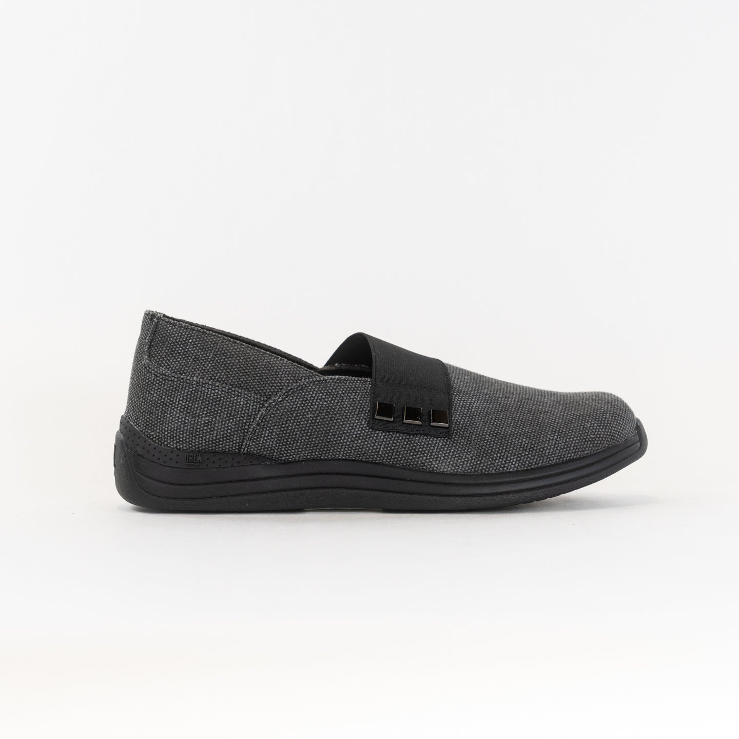 Women's Black Metallic Canvas Drew Posy Slip-Ons for On-the-Go Comfort