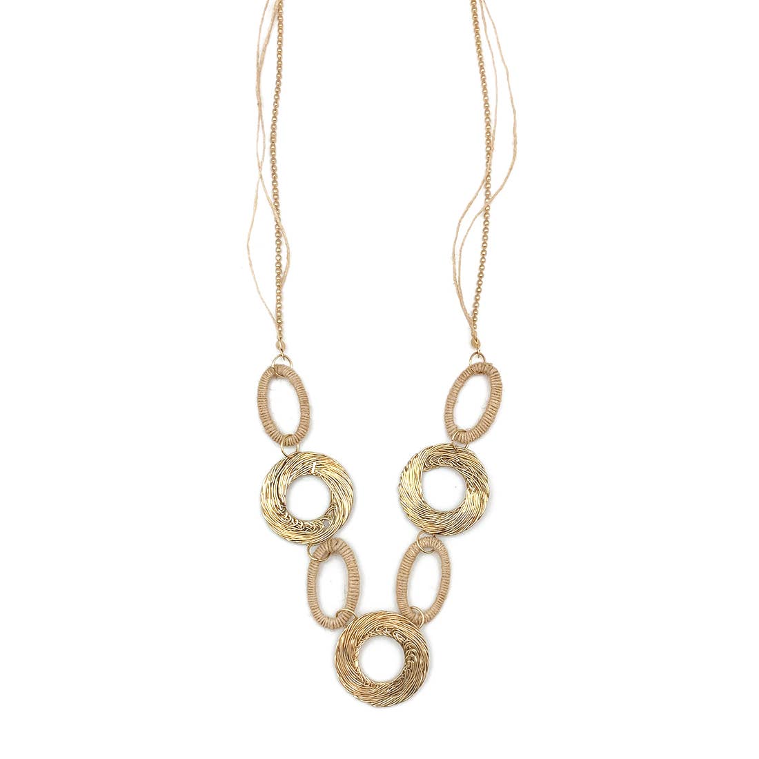 Sachi Bohemian Neutrals Collection Jewelry - Necklace with a Blend of Rings and Ovals