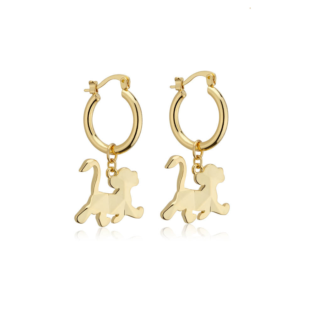 14k Yellow Gold Plated Disney Simba Inspired 15mm Hoop Earrings