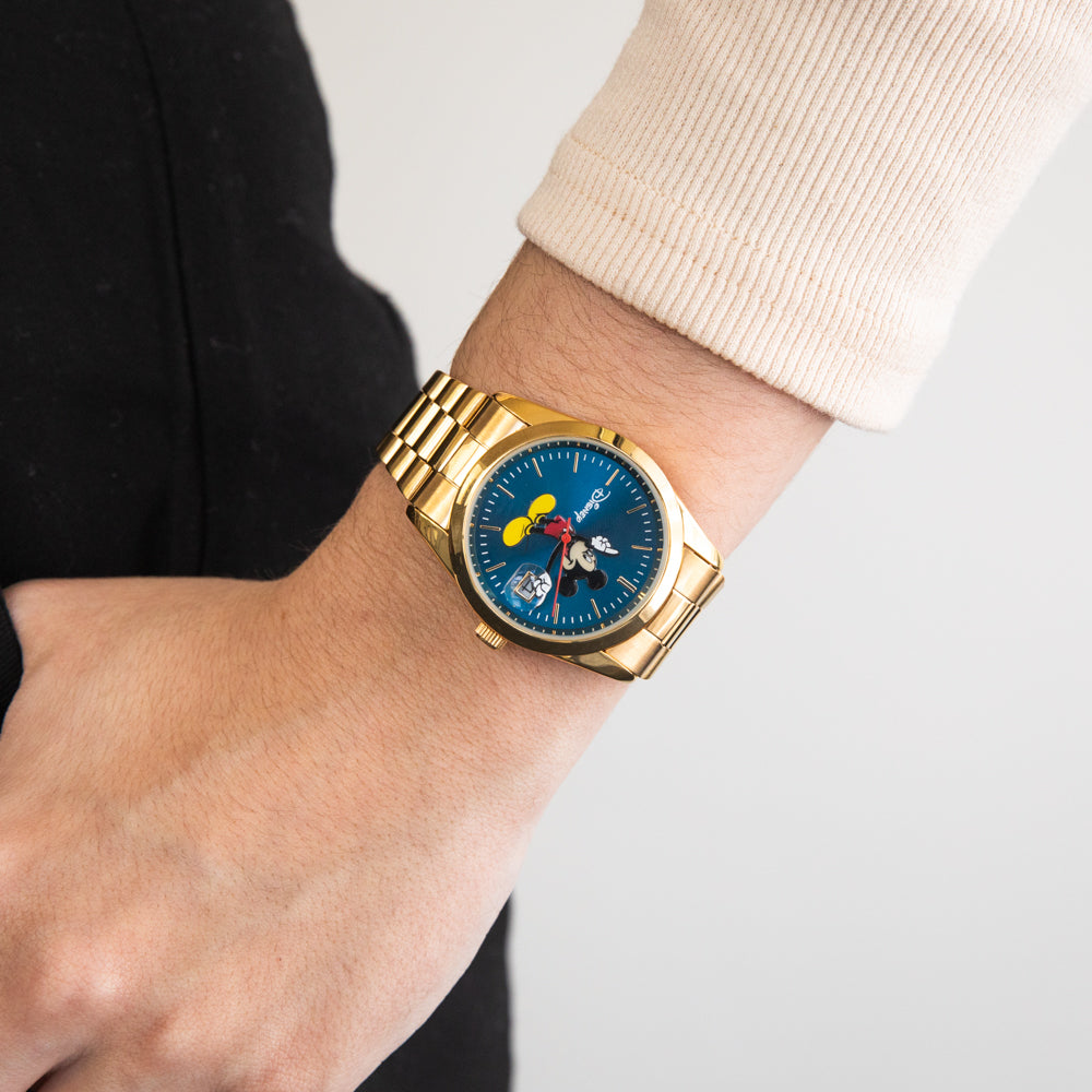 Disney Branded Mickey Mouse Gold Plated Wristwatch - Model TA45704