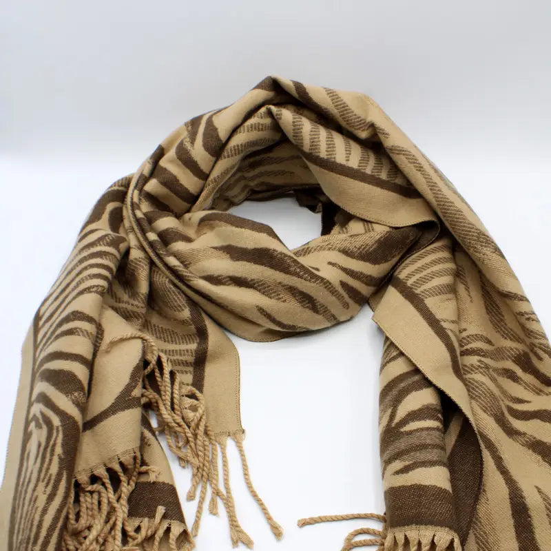 Exquisite Plain Cashmere - Inspired Sensation Scarf Featuring Animal Print Design