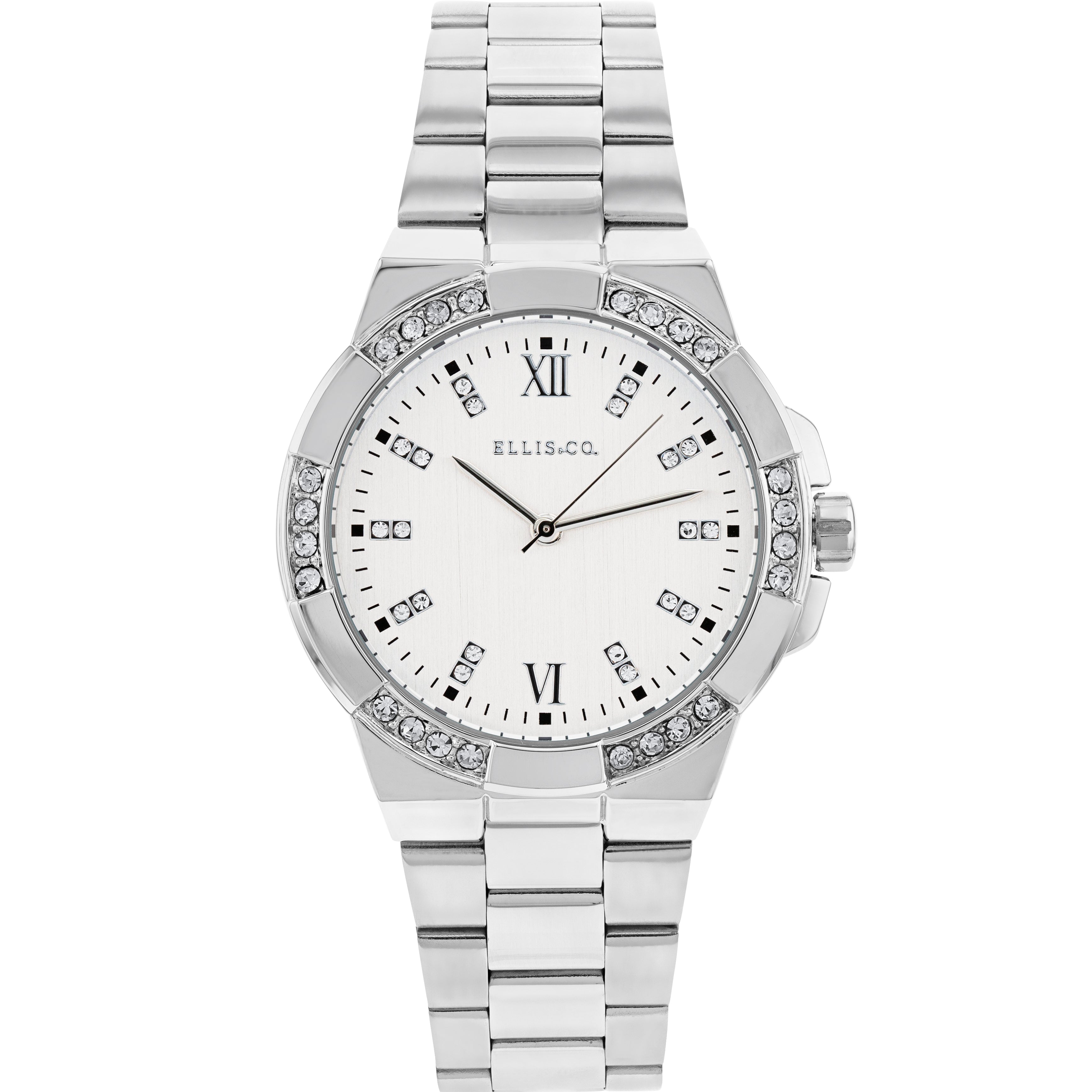 Ellis & Co 'Alyse' Women's Luxury Crystal-Embedded Wristwatch