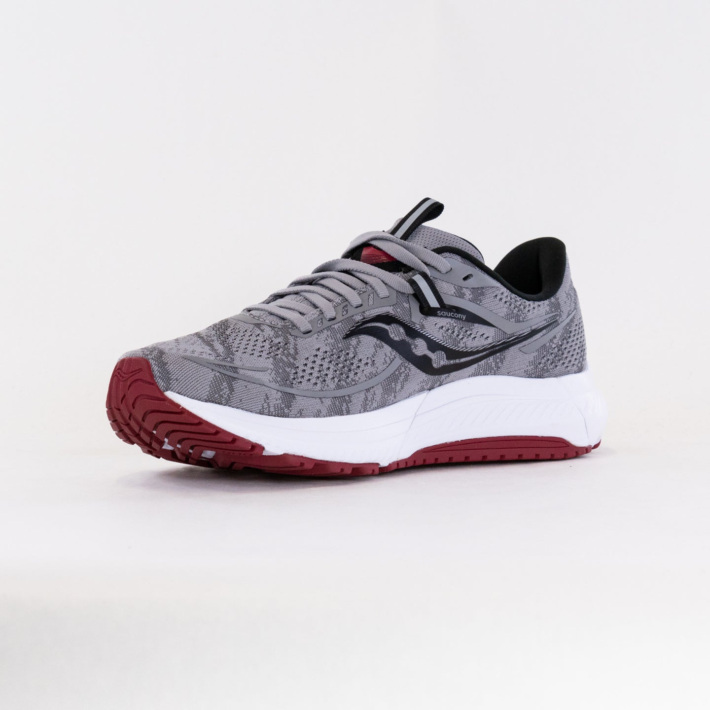 Men's Saucony Omni 21 Running Shoes in Alloy and Garnet Colors