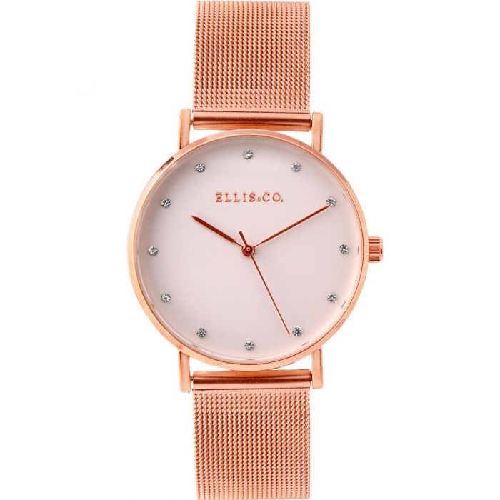 Ellis & Co Ladies' Broadway Style Rose Gold Tone Mesh Wristwatch