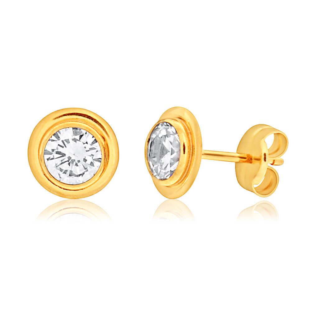 Gorgeous 9ct Yellow Gold Stud Earrings with 5mm Cubic Zirconia for Everyday Wear
