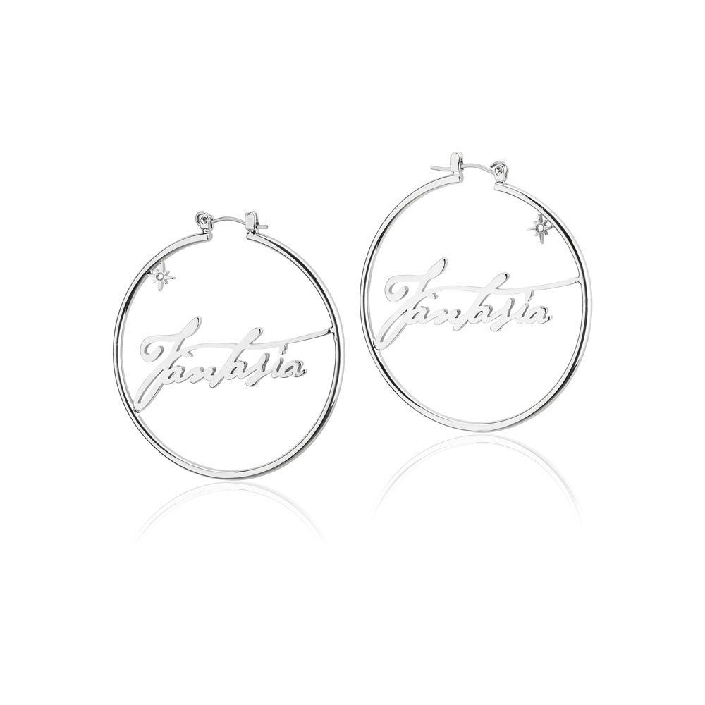 Disney Fantasia White Gold - Coated 50mm Fashionable Hoop Earrings for Daily Wear