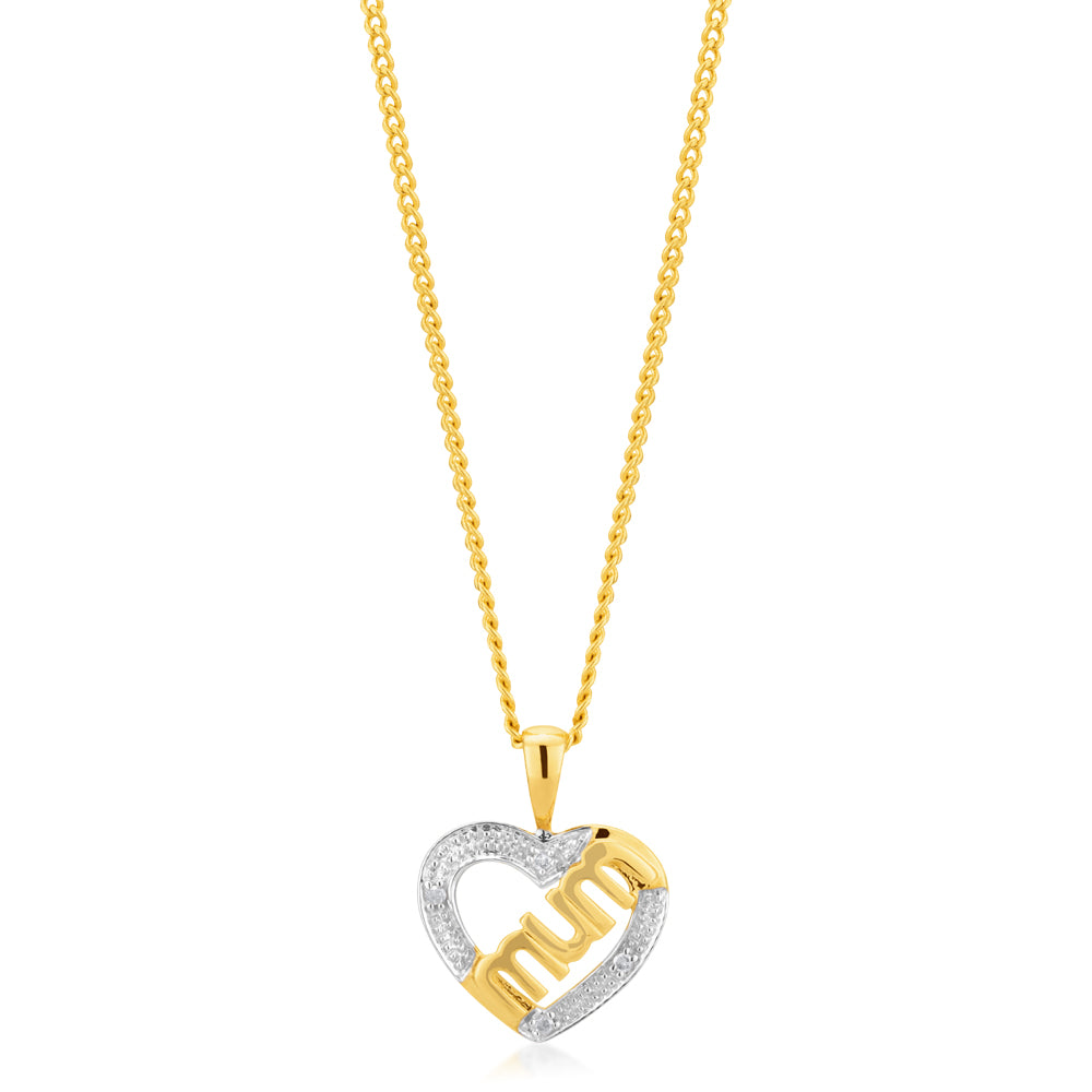Charming 9-carat Yellow Gold Diamond Pendant for Mothers