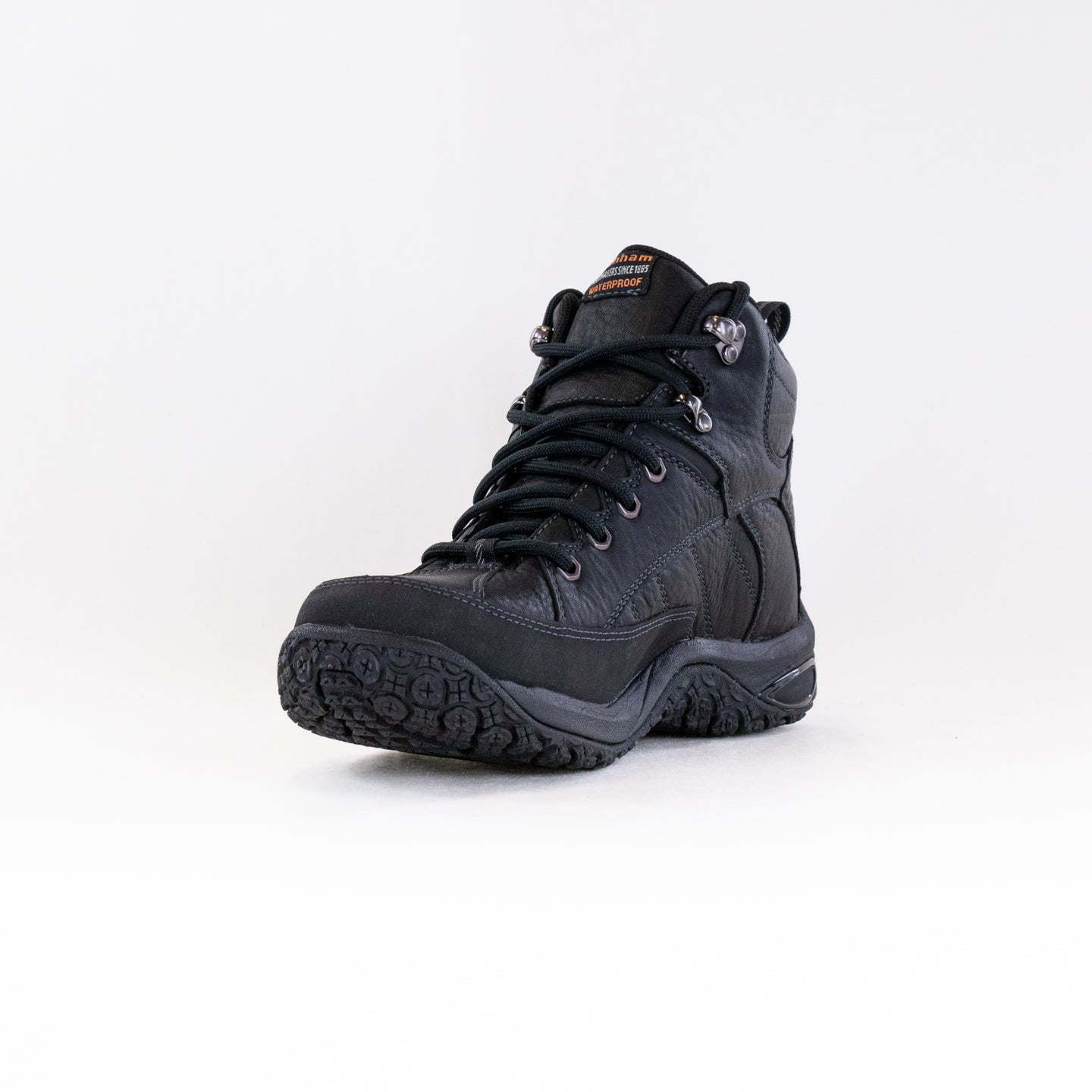 Men's Black Leather Dunham Lawrence Mid Waterproof Work Boot