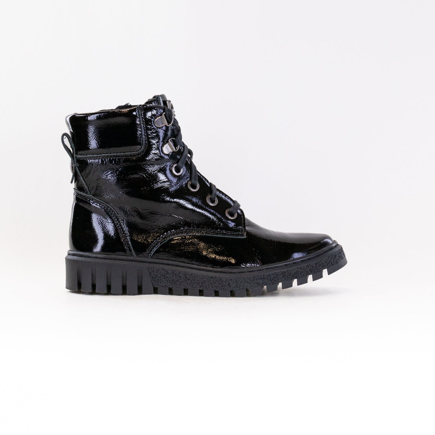 Stylish Women's V-Italia 515 Celina Patent Leather Boots in Classic Black