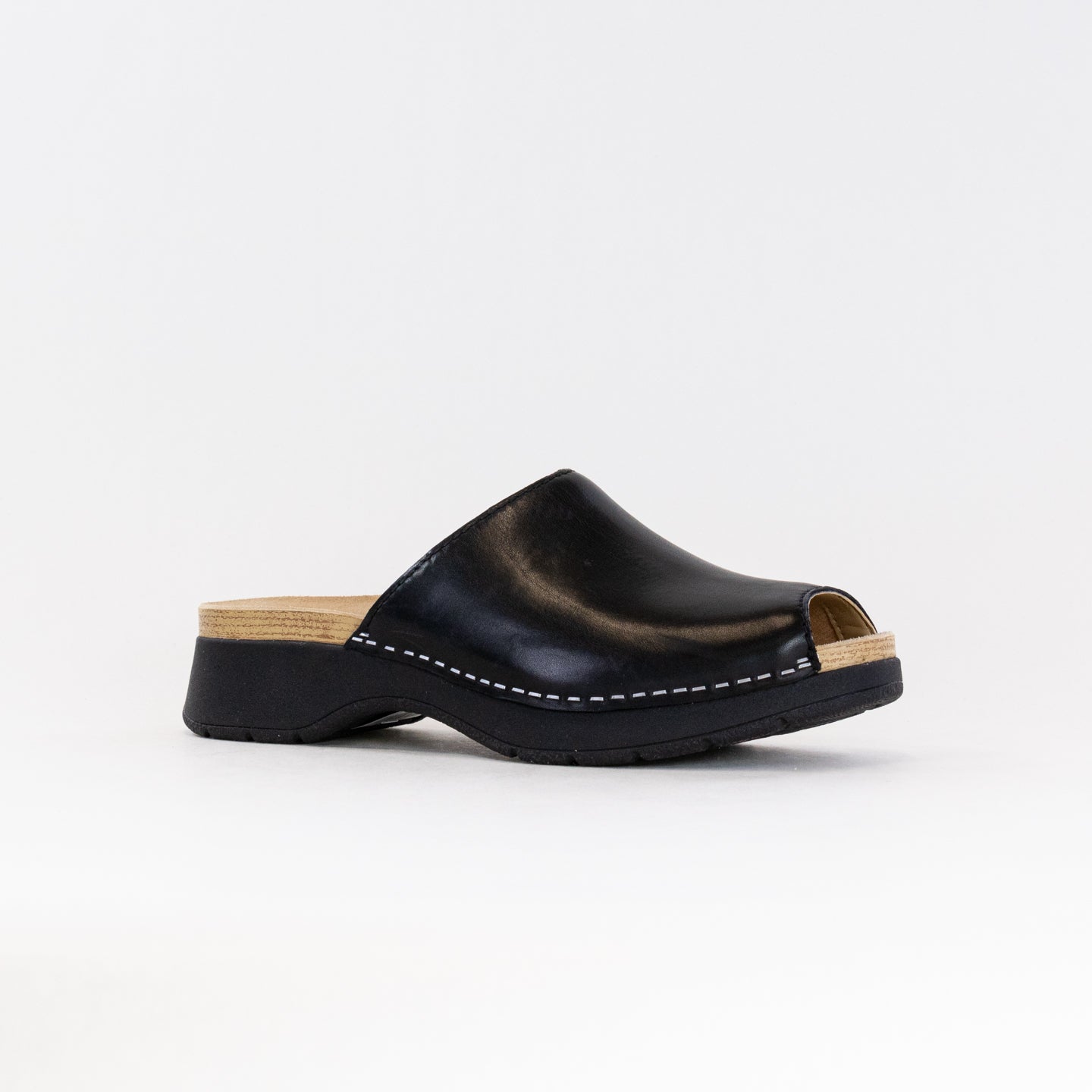 Dansko Women's Ravyn Nappa Peep Toe Sandal in Classic Black