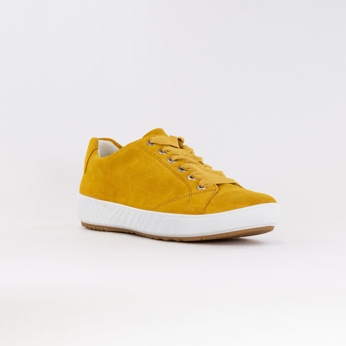 Women's Ara Alexandria Yellow Suede Lace-Up Casual Sneakers