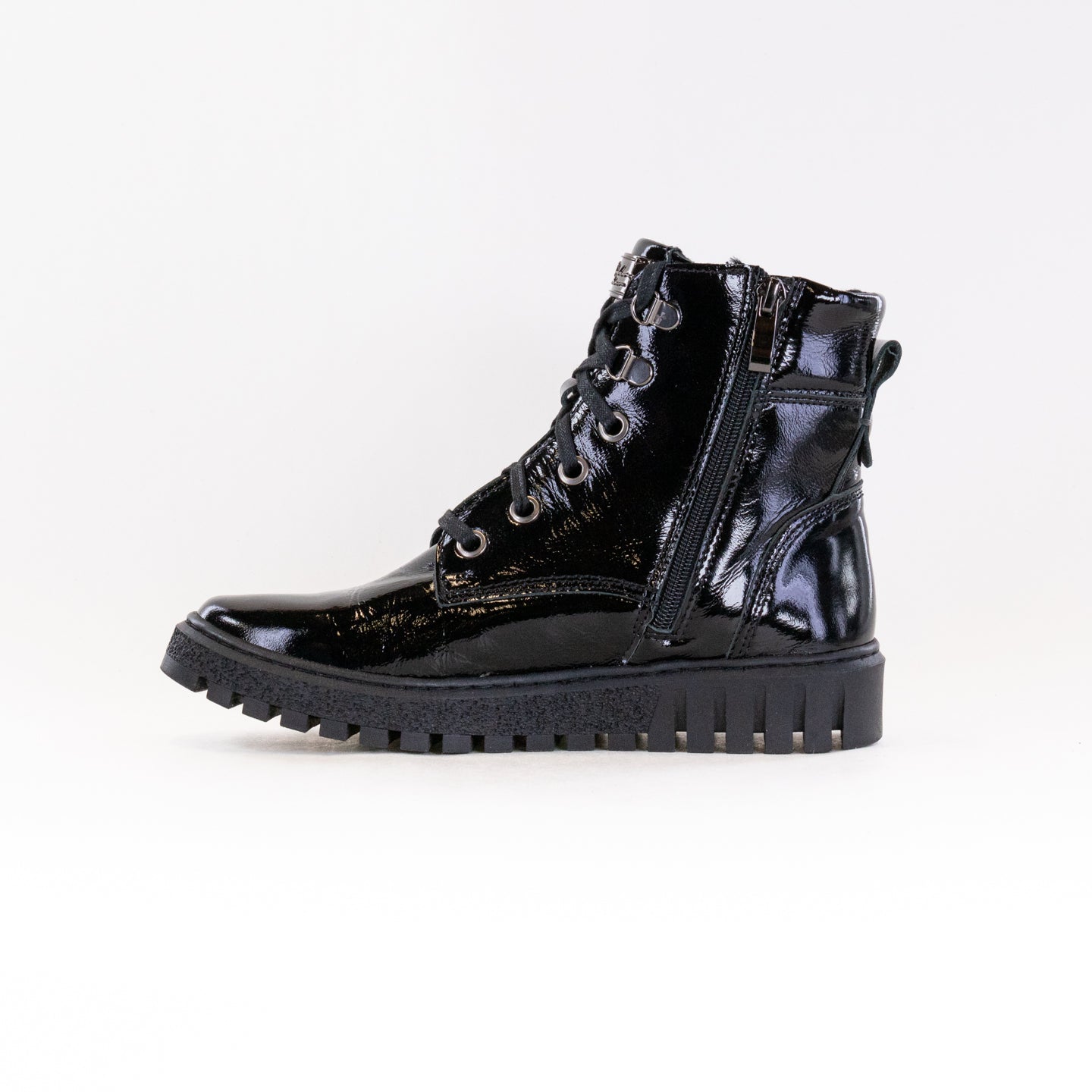 Stylish Women's V-Italia 515 Celina Patent Leather Boots in Classic Black