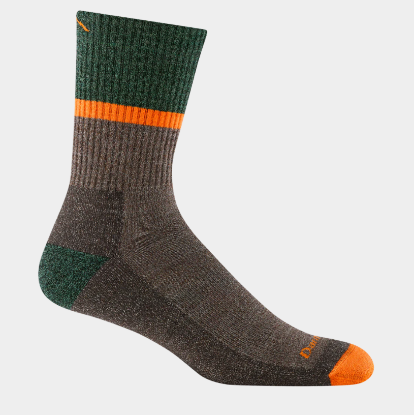 DARN TOUGH Men's Brown Midweight Hiking Socks - Hiker Ranger Micro Crew Style with Cushion