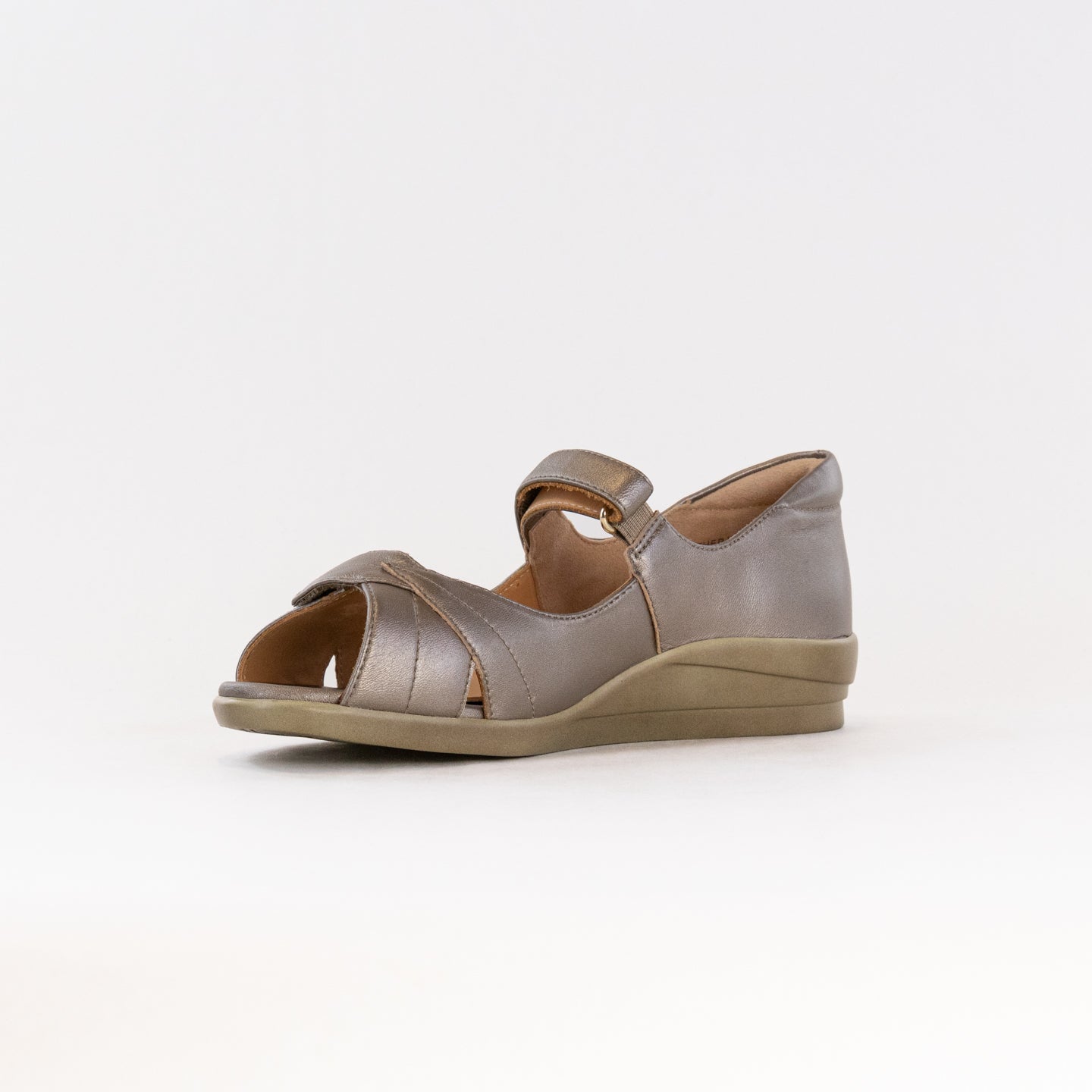 Ziera Women's Greige Disco Fashionable Low - Wedge Heel Leather Shoes