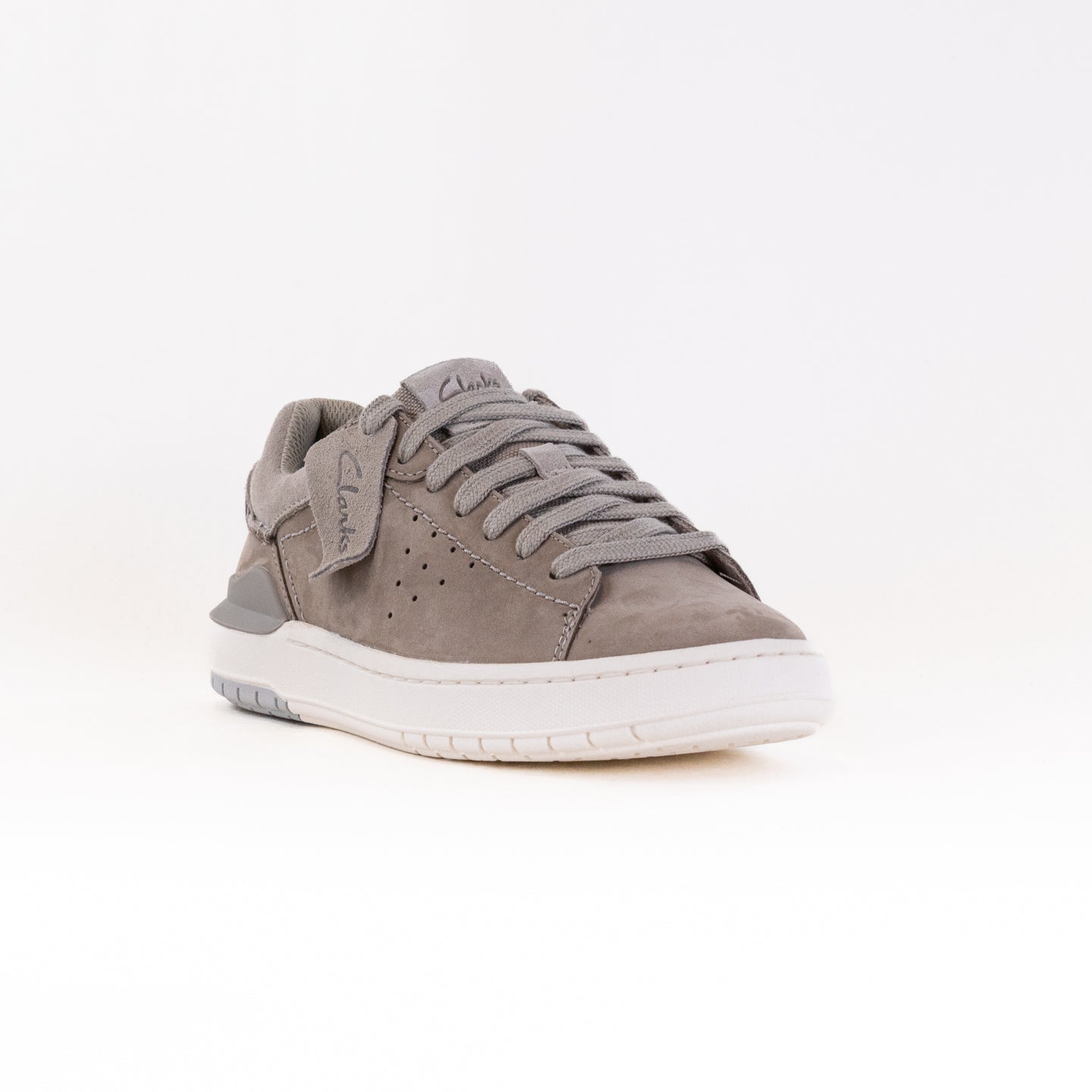 Men's Grey Nubuck Clarks Courtlite 2 Run Retro Comfortable Sneakers