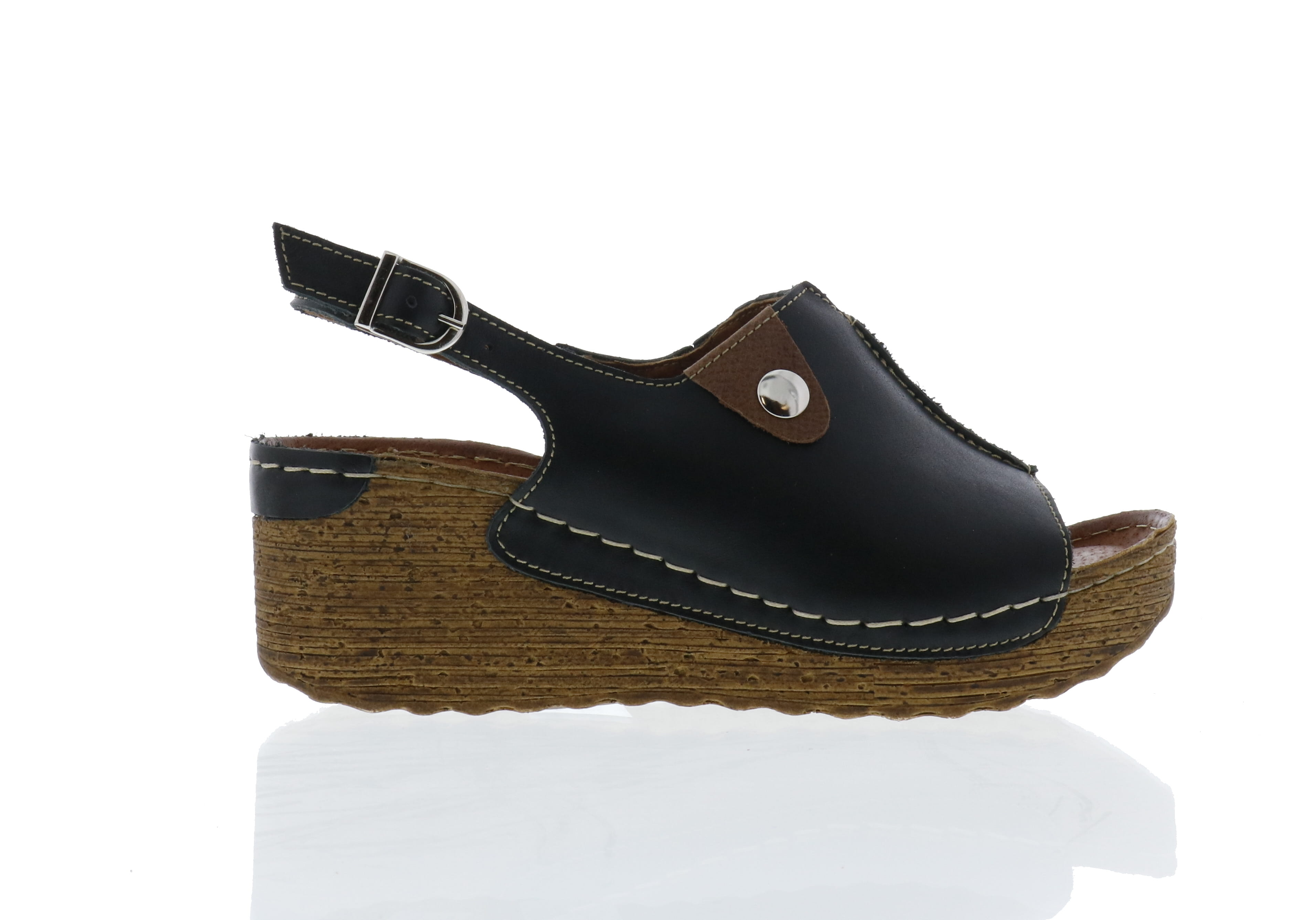 Women's Black Leather V-Italia 846-24 Stylish Footwear