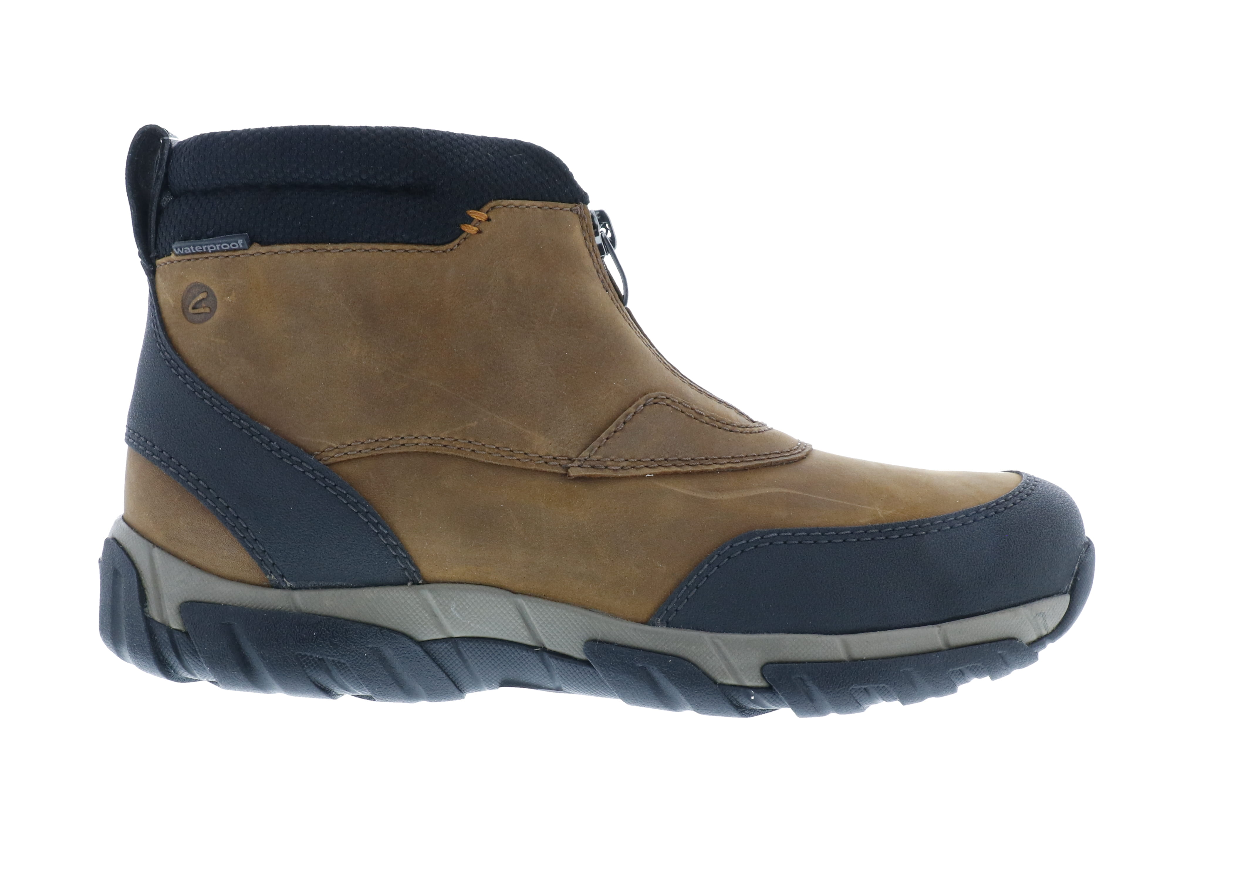 Men's Clarks Grove Zip-up Shoes in Dark Tan Leather