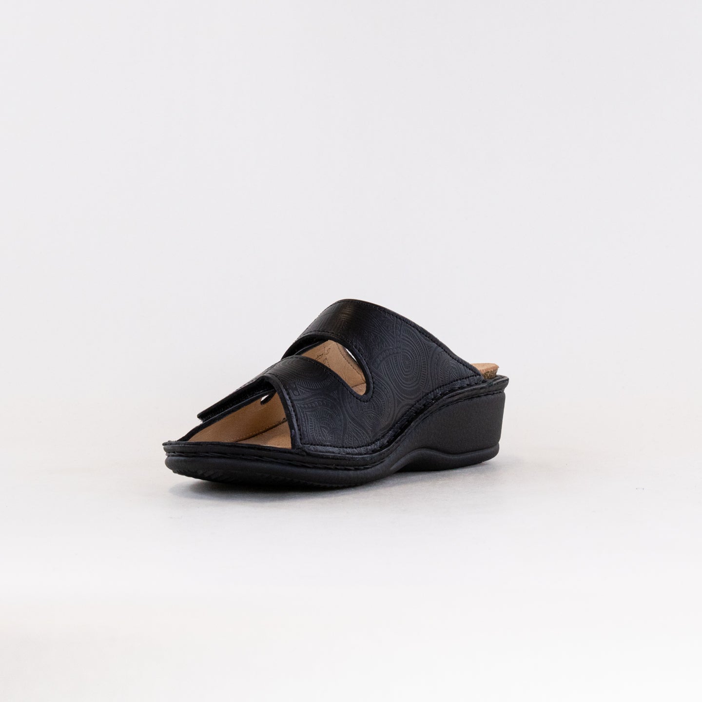 Finn Comfort Women's Jamaika-S Arabesque Black Premium Nubuck Leather Sandals