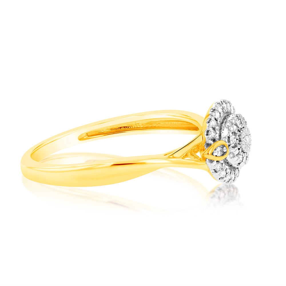 Stunning 9ct Yellow Gold Diamond Dress Ring for Elegant Occasions
