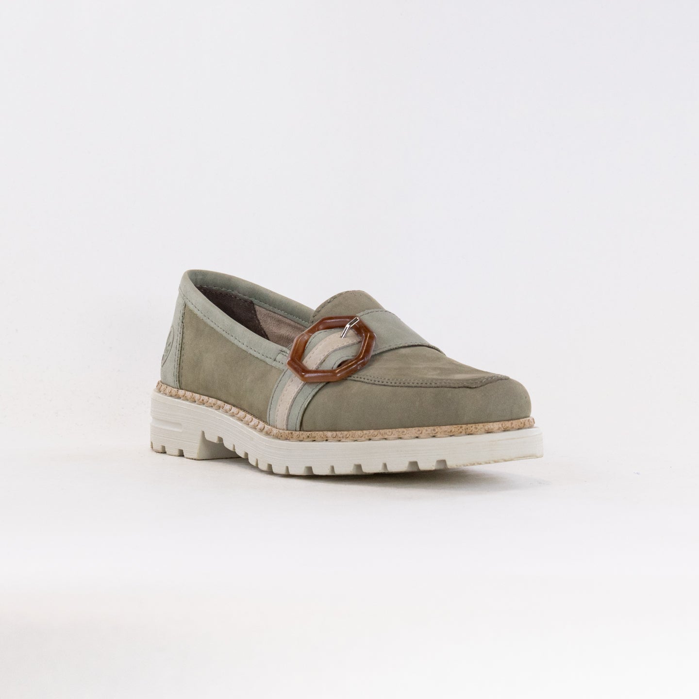 Stylish Rieker Ulla Women's Green Loafer Shoes Model 54864