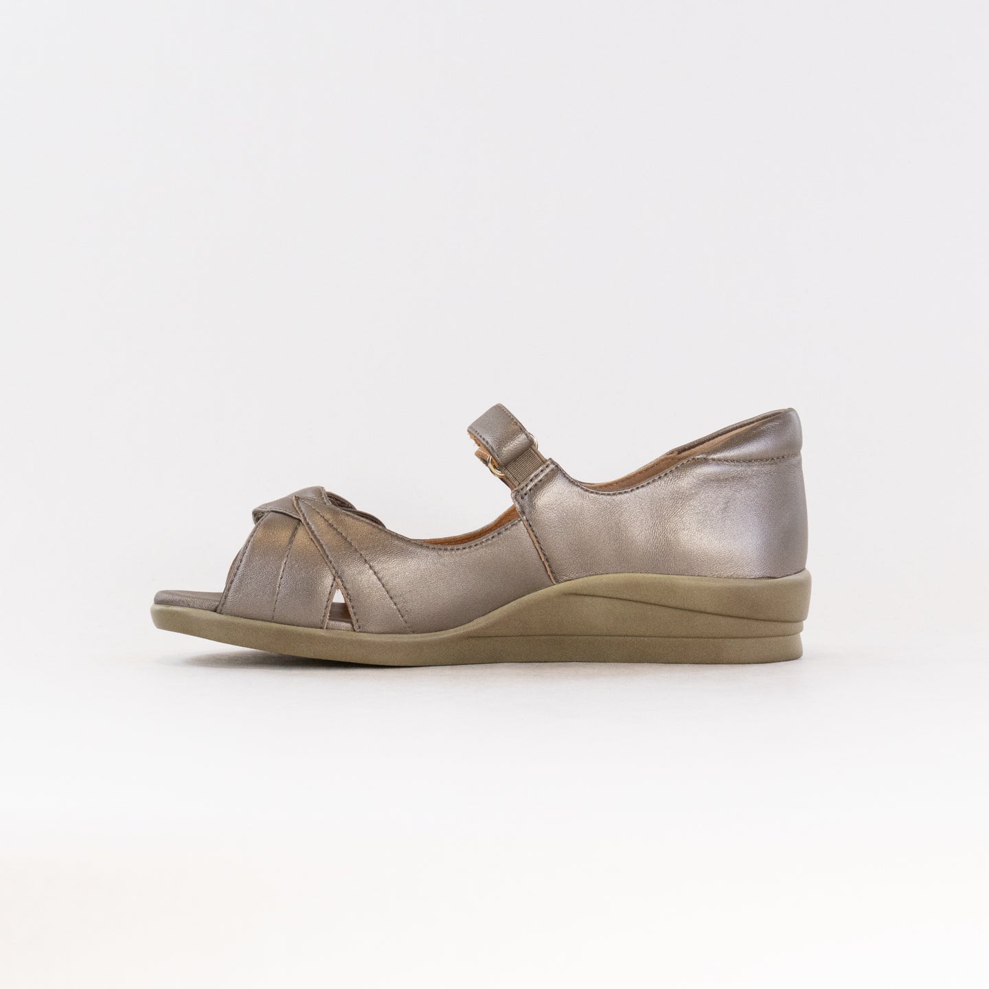 Ziera Women's Greige Disco Fashionable Low - Wedge Heel Leather Shoes