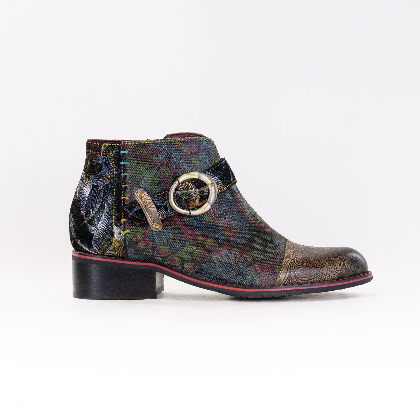 Spring Step Women's Olive Multi Georgiana-Scope French-Inspired Booties
