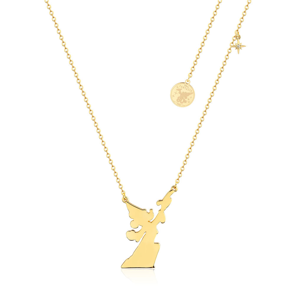 Disney Fantasia Shiny Gold Plated Mickey 'Reach For The Stars' Pendant with 45+7cm Chain