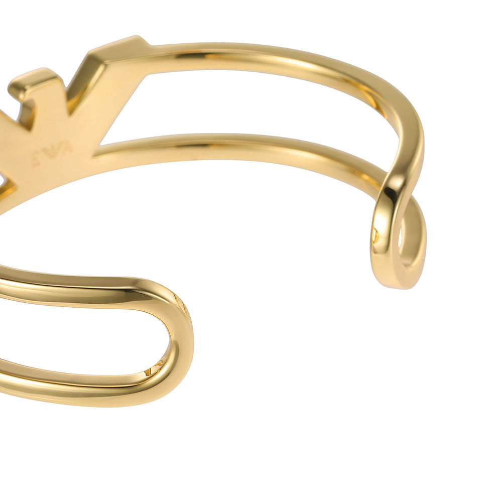 Stylish Emporio Armani Gold - Coated Brass Fashion Cuff Bangle Jewelry Piece